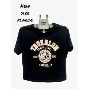 True Religion Black Buddha Graphic T-Shirt Short Sleeve California University